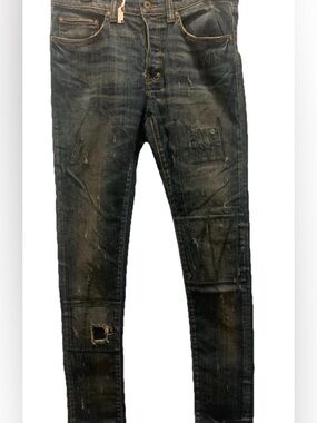 PRPS Noir Dark Indigo Distressed Stretch Jeans Men’s Sz 32 “Japan Textile” $425